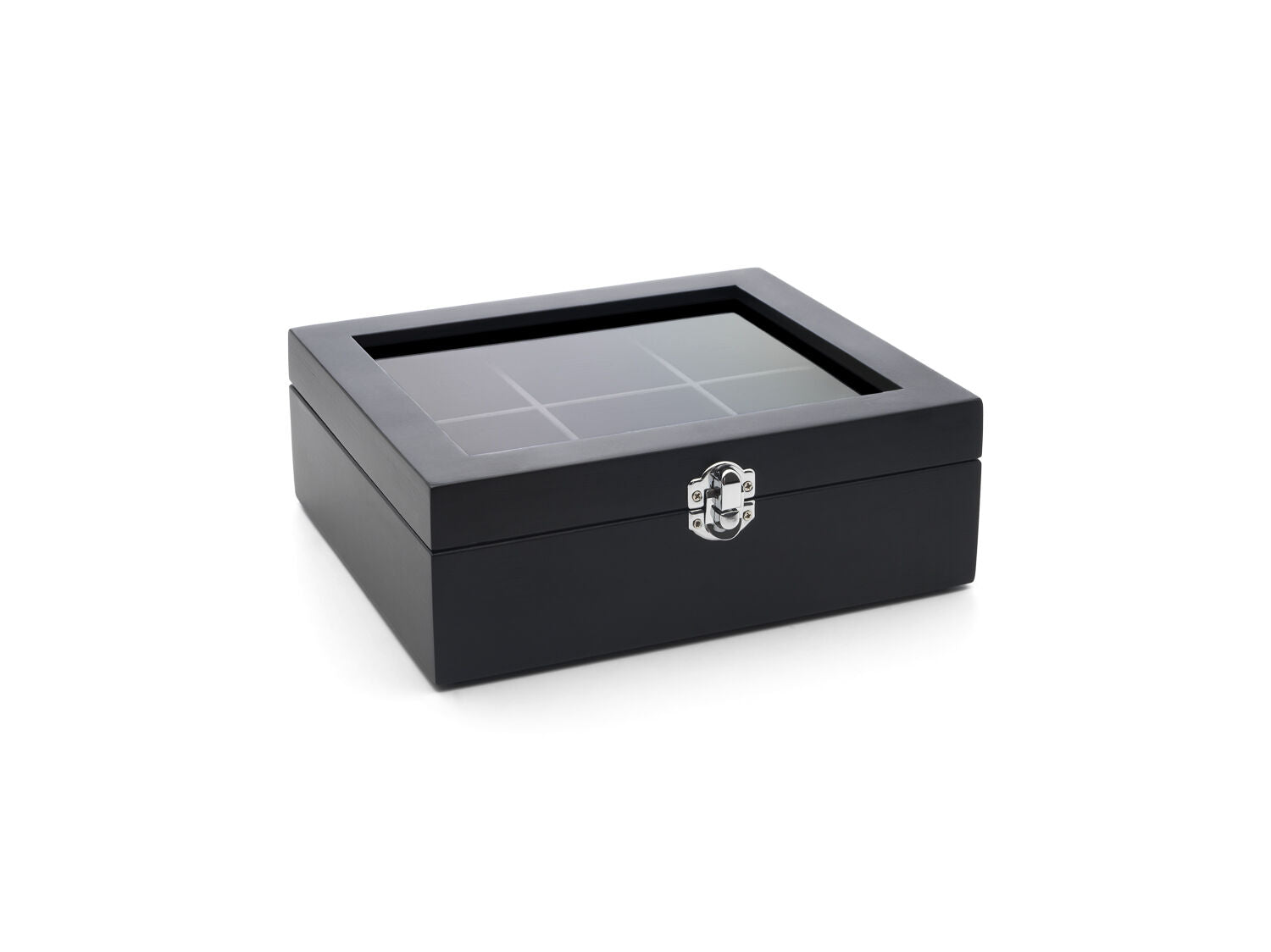 Tea box 6 compartments with window Bamboo, black